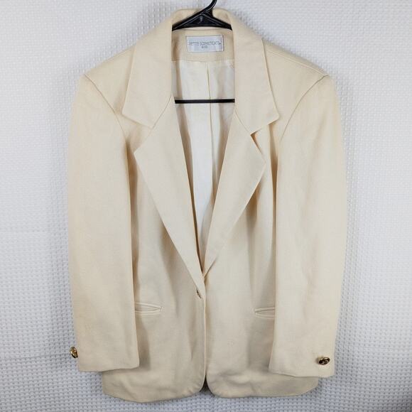 Petite Sophisticate & Co Size 6 Cream Blazer Women’s 80s Vintage Wool Jacket - Picture 1 of 6